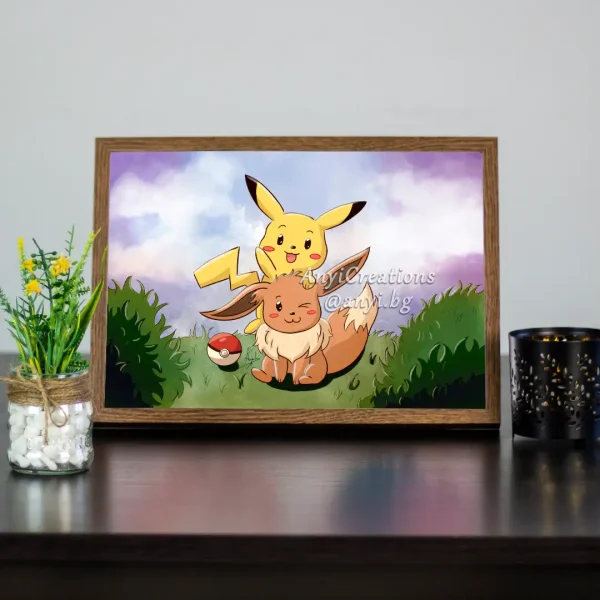 Lámina de Pikachu Eevee - Fanart Pokemon