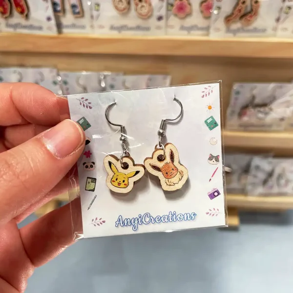 Pendientes Pikachu & Eevee kawaii - Fanart Pokemon