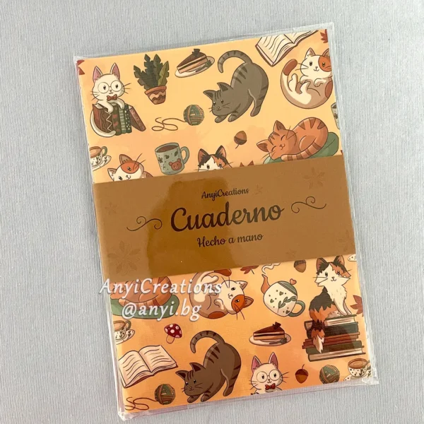 Cuaderno de gatitos lectores otoñal