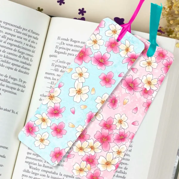 Marcapáginas flor de sakura - punto de libro flor de cerezo japonés
